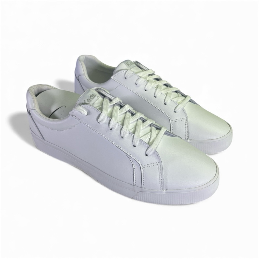 Keds Women's 14W Classic White Lace-Up Leather Sneakers